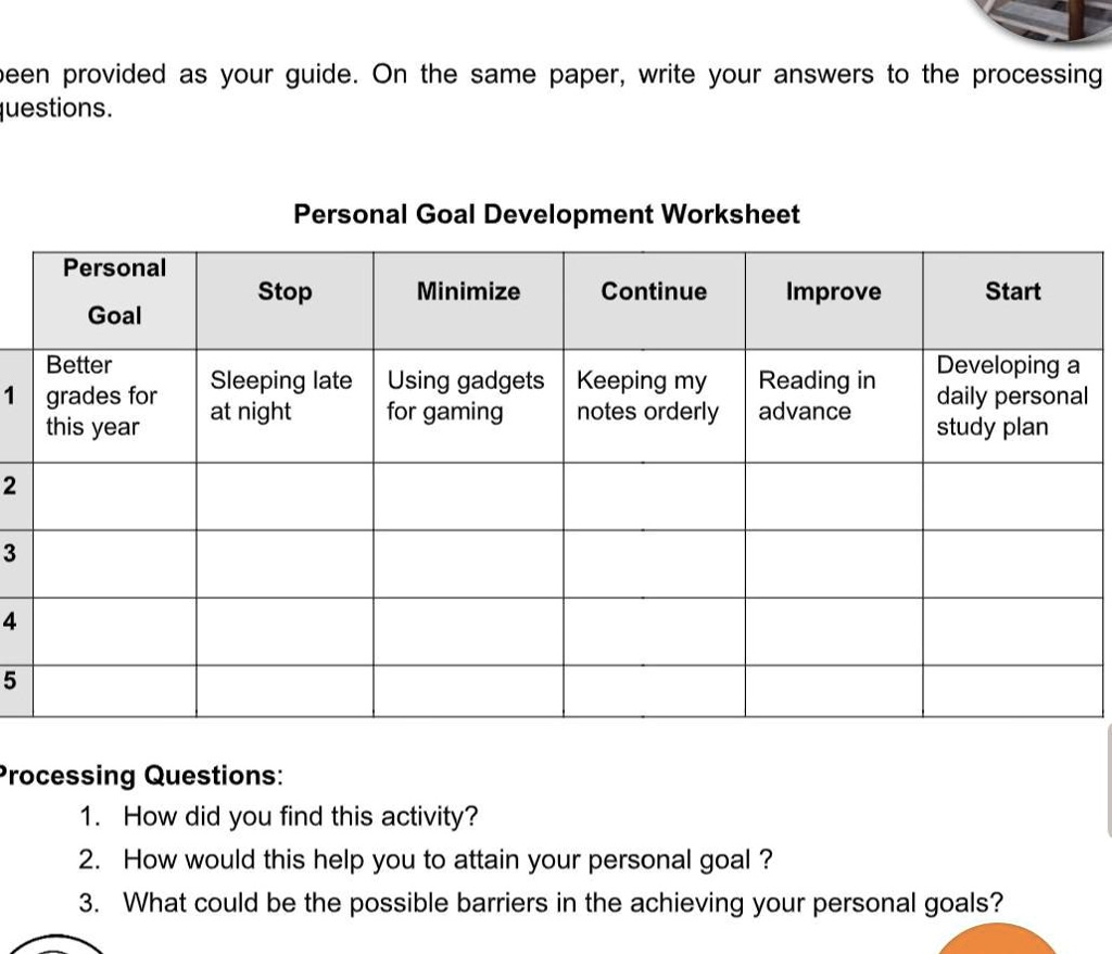 Personal Goal Development Use the worksheet provided as your guide. On ... Personal Goal Development Use the worksheet provided as your guide. On ...